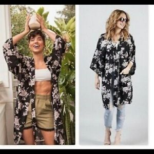 Spiritual Gangster Black Floral Maya Kimono OS